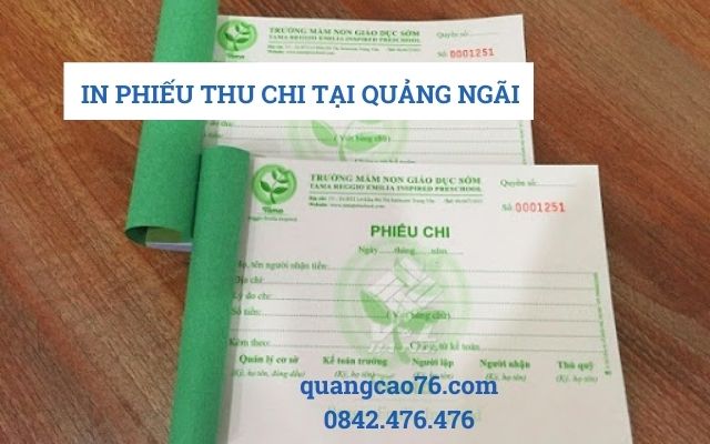 In phiếu thu chi tại Quảng Ngãi