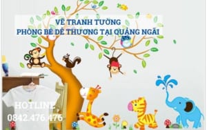 Vẽ tranh tường phòng bé dễ thương tại Quảng Ngãi