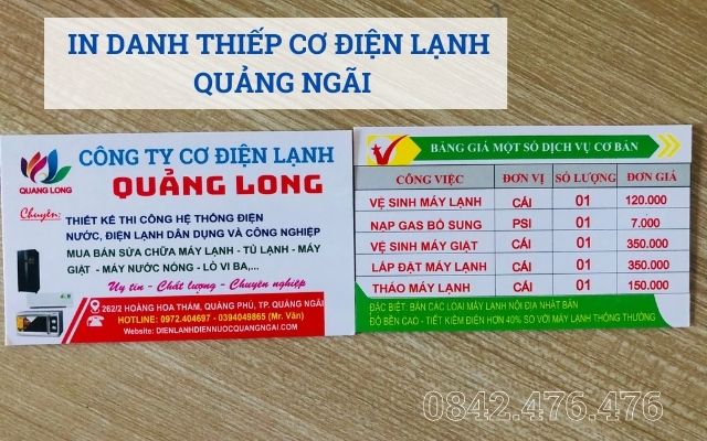 IN DANH THIẾP CƠ ĐIỆN LẠNH TẠI QUẢNG NGÃI